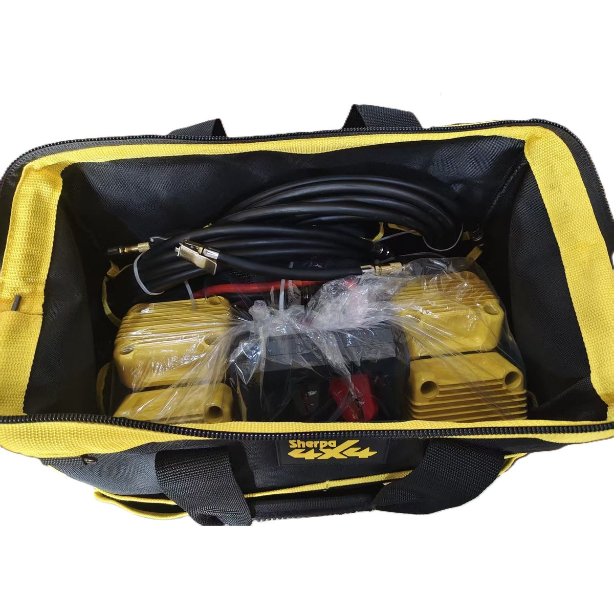 Sherpa 4x4 'BIG V4' Air Compressor (400 L/min) & Digital Tyre Deflator Bundle